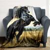 1pc Black Stallion Horse Blanket Lightweight Flannel Blanket Throw Blanket For Sofa, Bed, Travel, Camping, Livingroom, Office, Couch, Chair, And Bed y