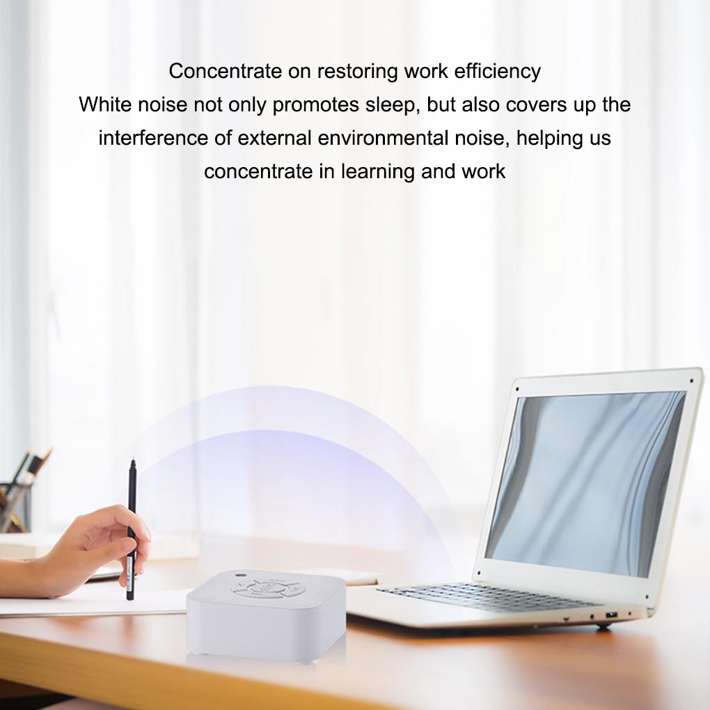 White USB Charging Sleep Sound Machine For Office Travel With Timed Shutdown Function Lightweight