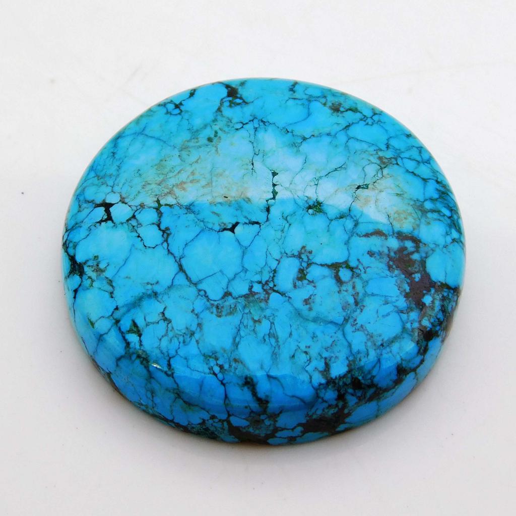 NATURAL Arizona Blue Turquoise 49.85 Ct Round Cut CERTIFIED Loose Gemstone