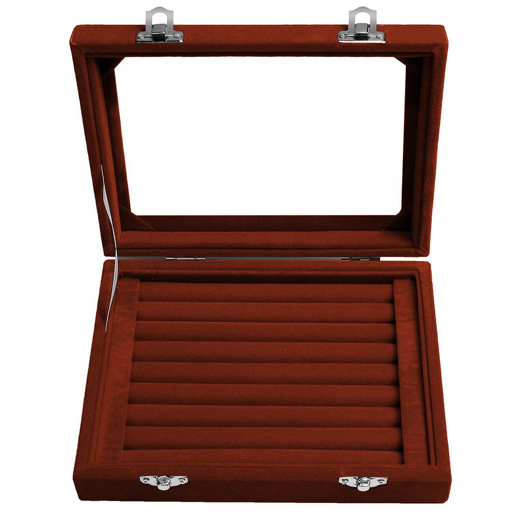 Velvet Jewelry Tray Organizer Box Holder with Clear Lid for Drawer Stud Earring