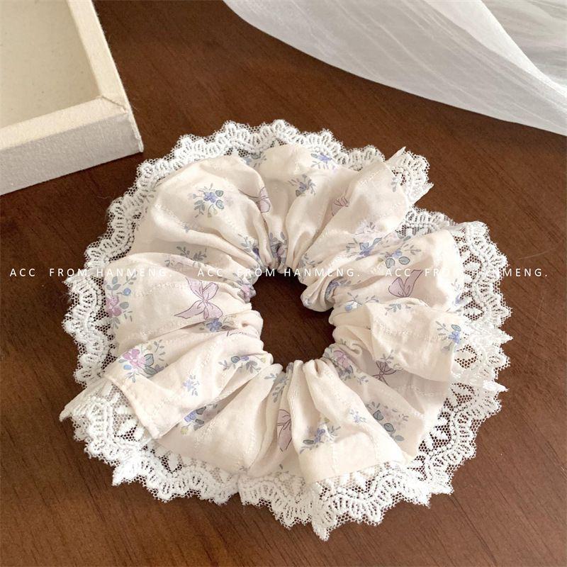 Chouchou d'été en satin et tulle à pois violets - Élastique à cheveux pour femme à haute élasticité
