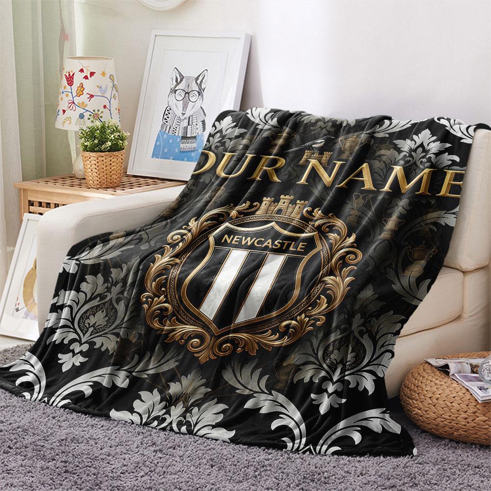 Custom Name,Newcastle United FC Printed Flannel Blanket, Soft Throw for Bedroom Sofa, Washable, Christmas Present, Great Gift.