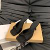 New square toe ankle strap silver satin bow high heel cool slippers thin heel open-toed women's sandals