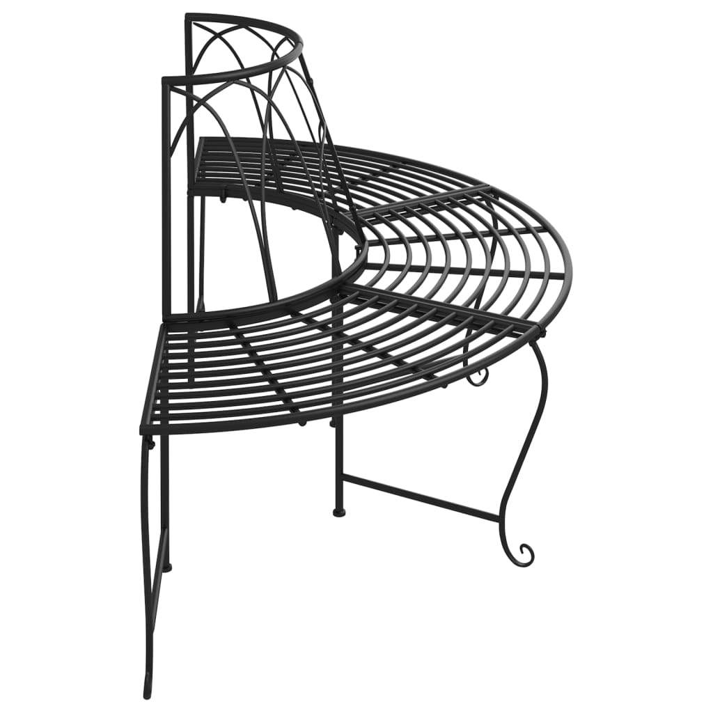 Semi Circular Tree Bench Ø159 cm Black Steel