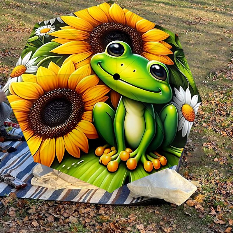 1PC frog sunflower Umbrella-8-Rib Reinforced Portable Folding Travel Suitable for All Seasons Outdoor Daily Use-H0354