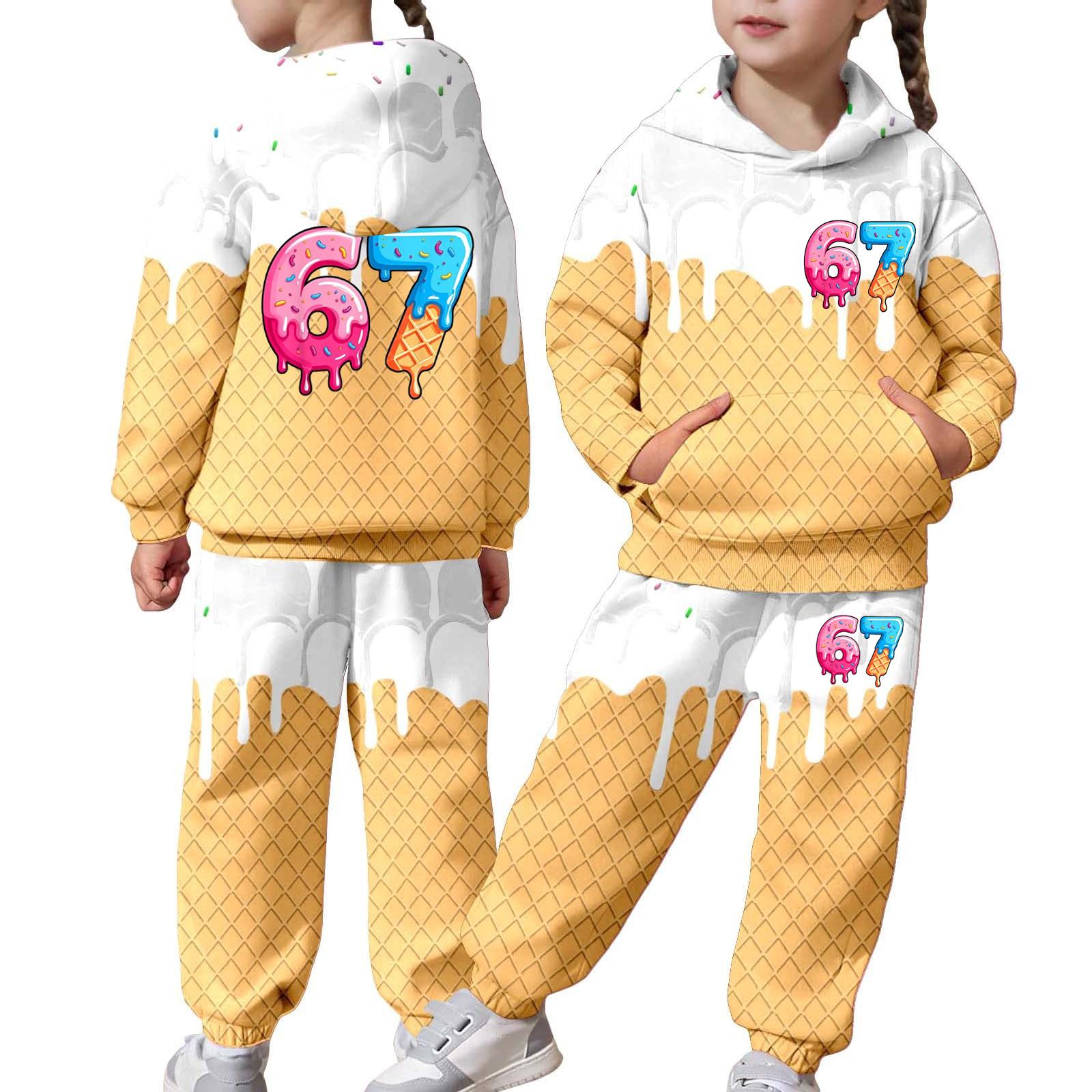 

Children s Casual Round Neck Printed Pullover Long-sleeved Hooded Sweatshirt Top 160 білий