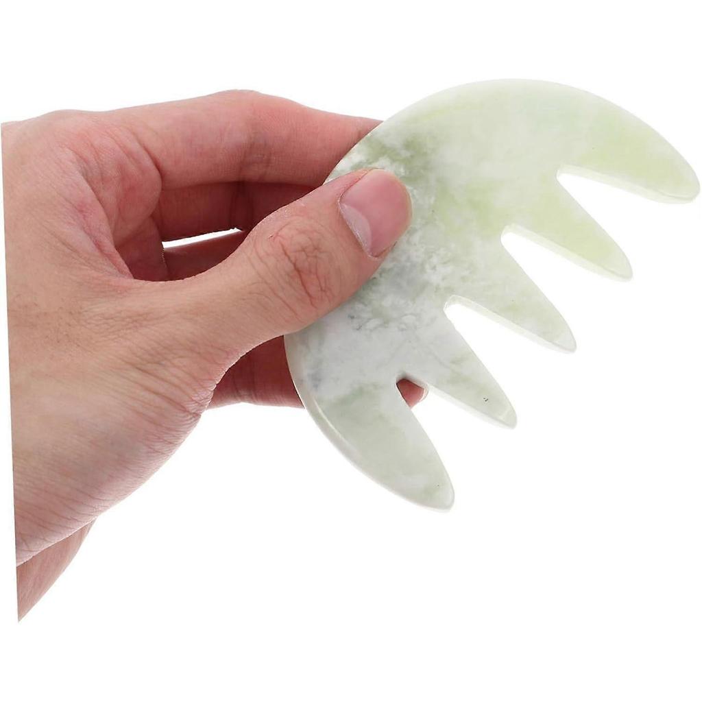 Jade Massage Comb Scalp Gua Sha Tool for Face and Hair, Multifunctional Scalp Massager, Jade Green, Relieve Headache Promote Hair Growth
