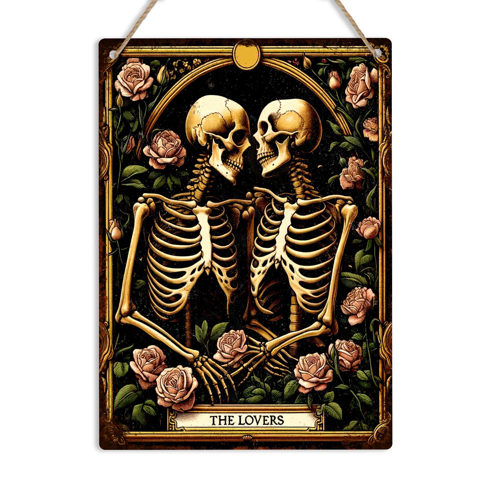 The Lovers Gothic Decor Metal Sign Funny Tarot Card Wall Plaque Dark Home Decor 20X30CM