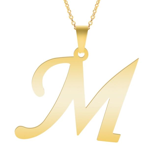 Gull alfabetet halskjeder for kvinner Smykker kjede på halsen 26 bokstaver anheng Halskjede rustfritt stål choker kvinne tilbehør