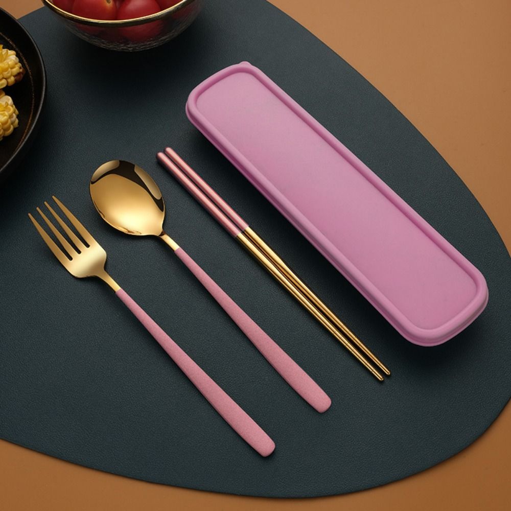 Stainless Steel Forks and Spoon Chopsticks Set 3 In 1 Travel Cutlery Set  Coffee Stirring Spoon