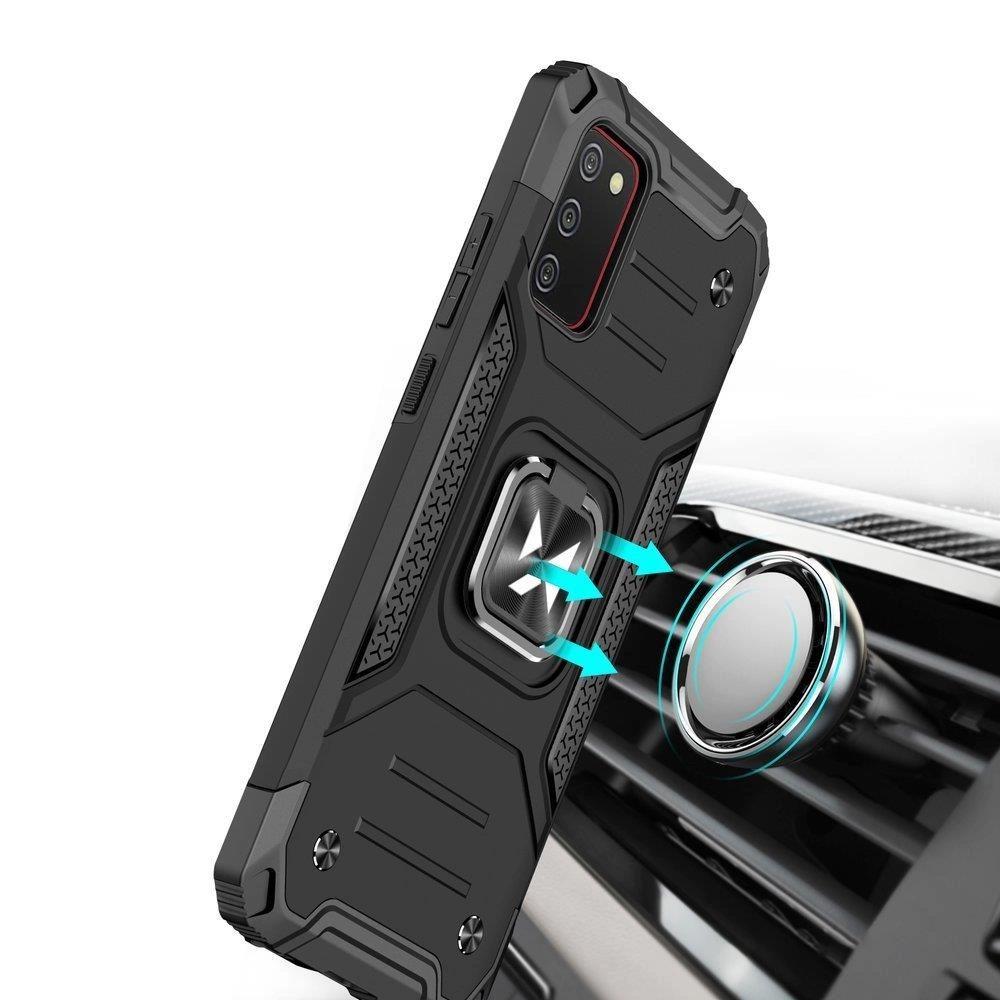 Wozinsky Ring Armor Pancerne Hybrydowe Etui Pokrowiec + Magnetyczny Uchwyt Samsung Galaxy A03S Niebieski