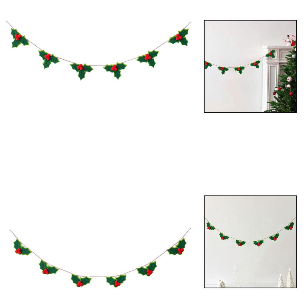 180cm Christmas Felt Garland Decoration Lightweight Multipurpose Reusable for Staircase Mantle Decor Foldable Ready To Hang