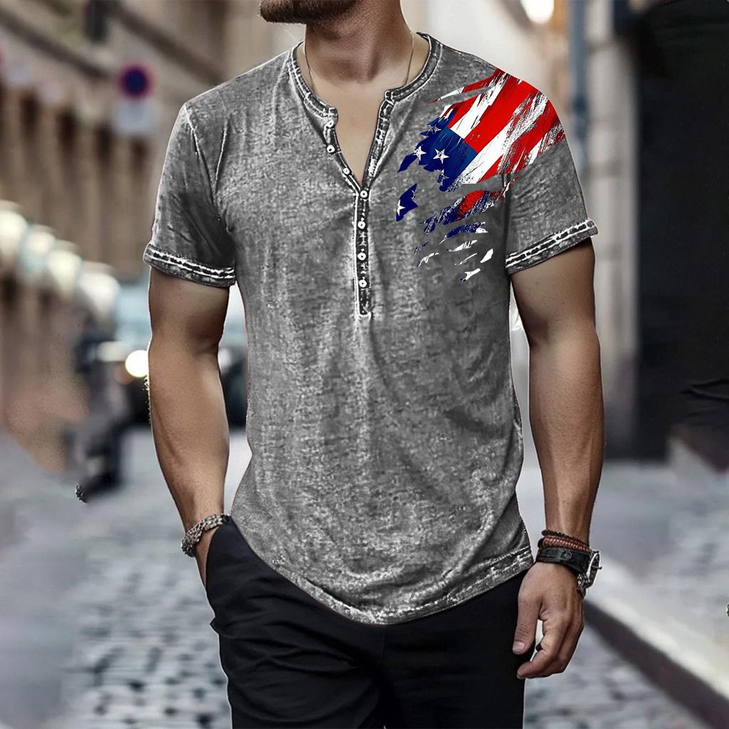 Men's Independence Day Printed Round-neck Short-sleeved T-shirt