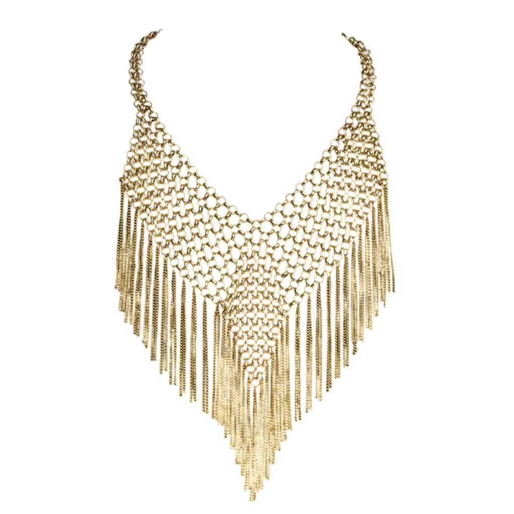 Geometric Tassels Metal Necklace With Handmade Details Clavicle Chain Accessory For Unique Fashion Statements