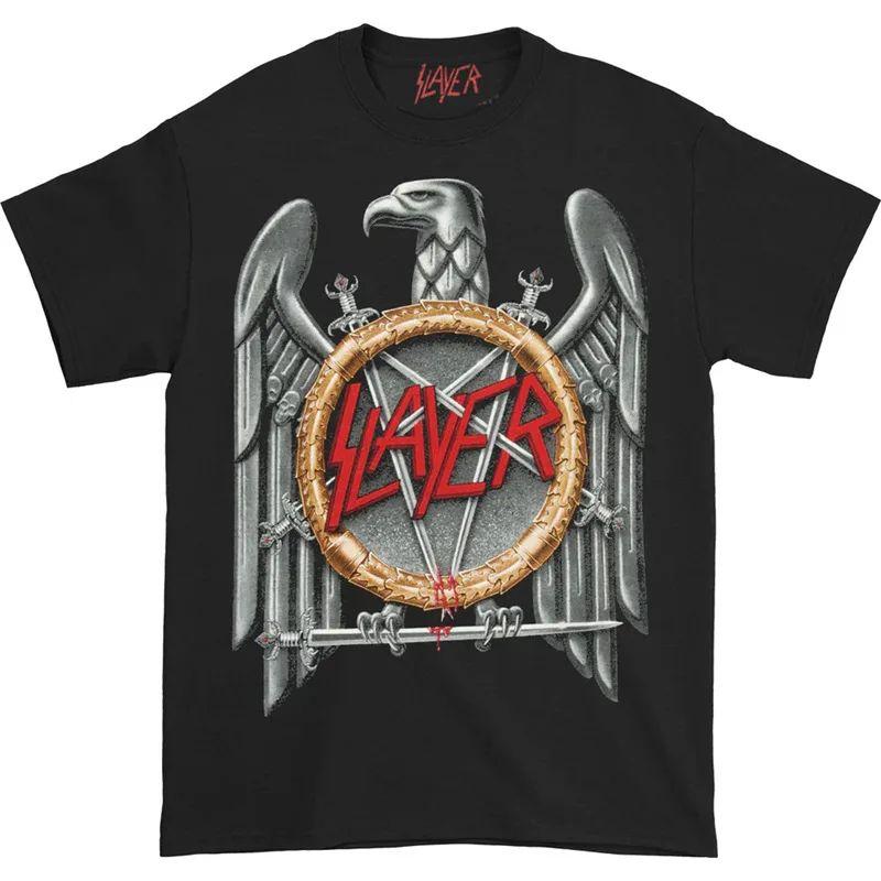 

Rock Punk Street Tshirt SLAYER Band Casual Round Neck Short Sleeved Heavy Metal Dark Style Men Oversized Loose American Summer 4XL