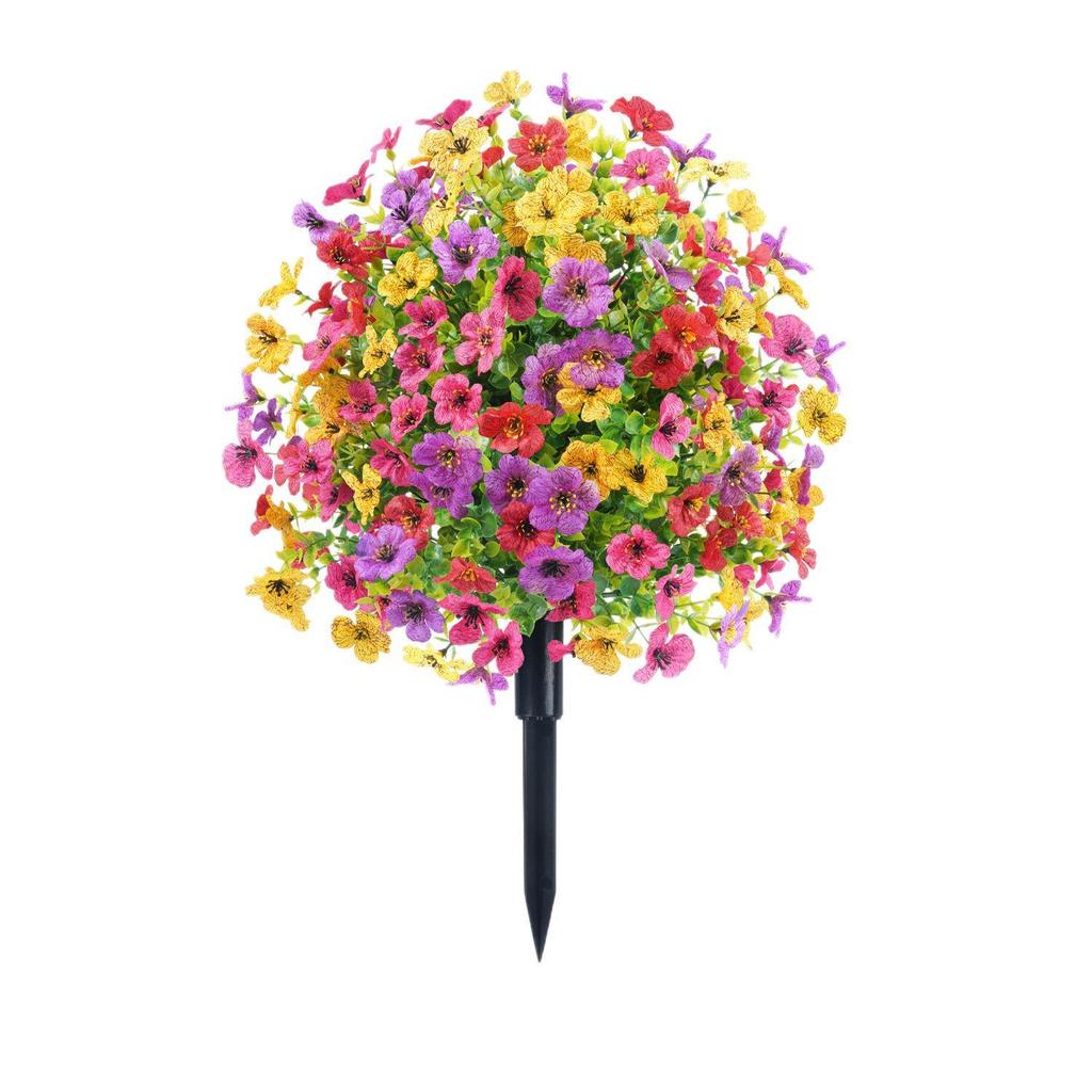 Violet Eucalyptus Garden Stake: Realistic Faux Flower Decoration with Ground Peg