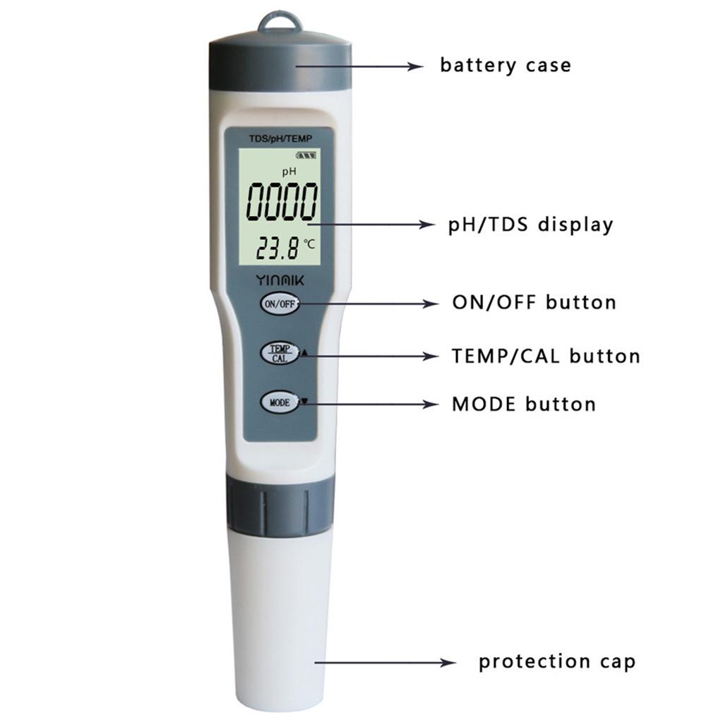 EZ9901 Digital TDS Meter 3 in 1 TDS/PH&TEMP Tester Pen Handheld Water Quality