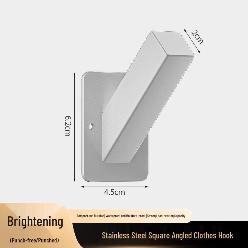 Stainless Steel No-Drill Wall Hook for Coats and Hats