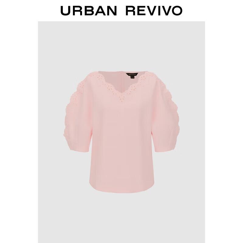 UR Women s Lace Embroidered V-Neck Blouse M