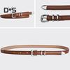 Women Thin Belt Multi Holes Adjustable Length Faux Leather Waistband Solid Color Dresses Shirt Belt Clothing Accessory