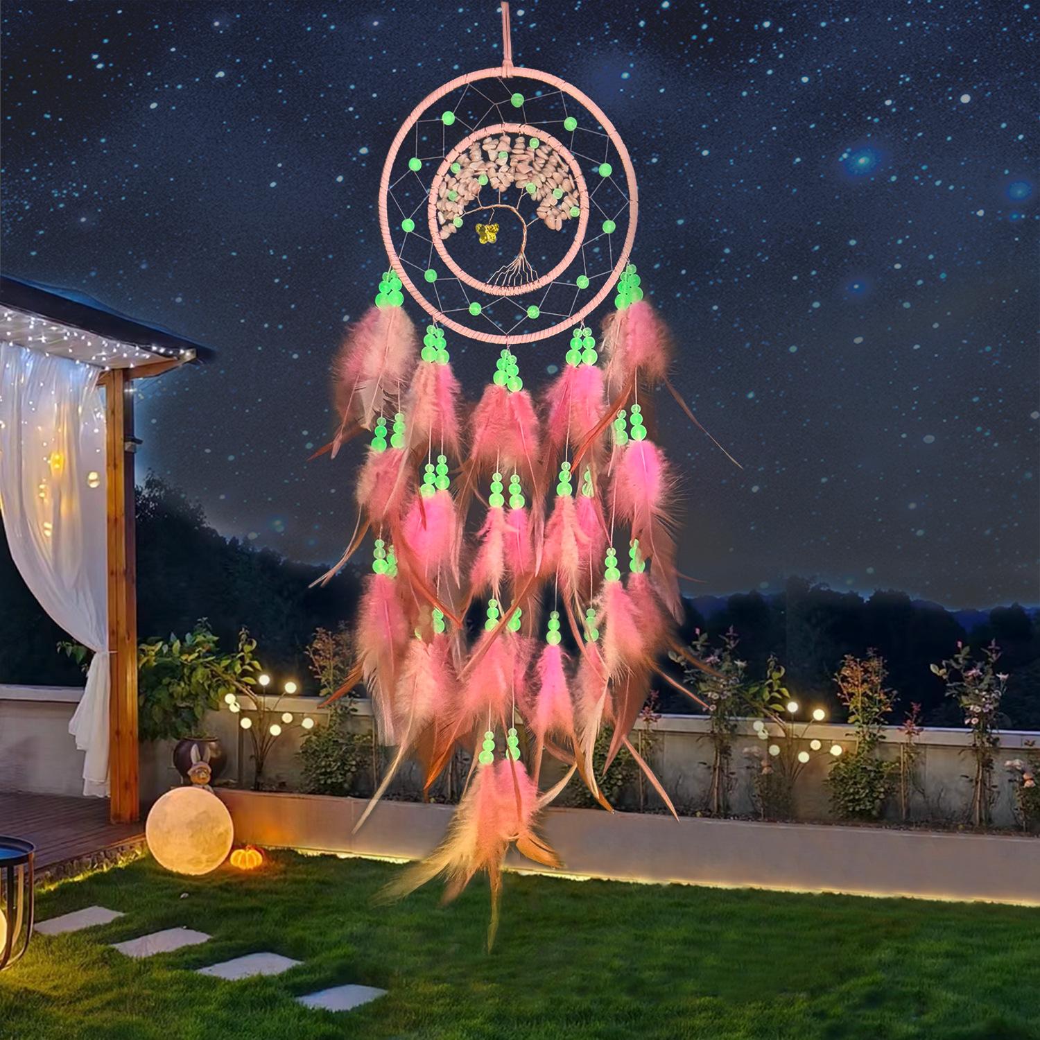 

Украшение для дома Люминесцентный бисер Ловец снов Ловец снов Перья Поделки Украшение для дома Подвесной для помещения Прикроватный Подвеска-колокольчик