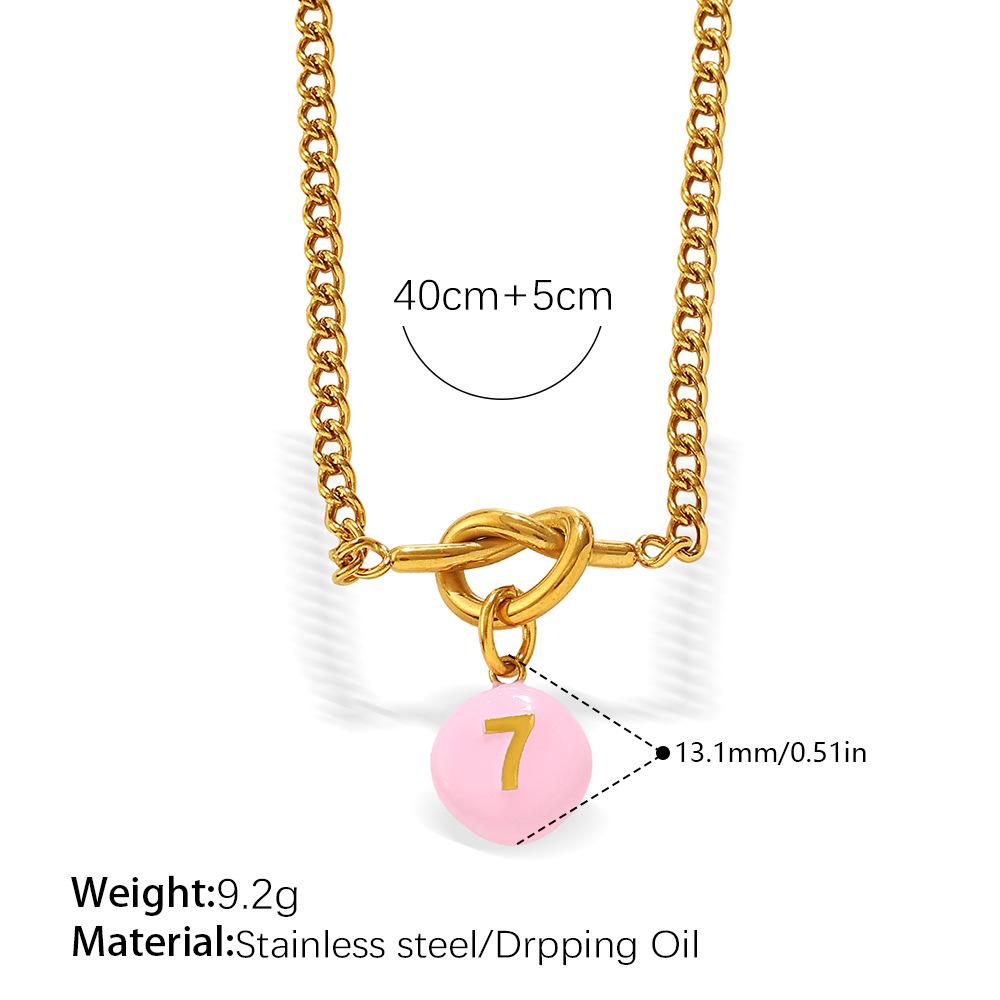 Summer Beach Wind Dopamine Contrast Digital Card Knotted Necklace Gold Plated Stackable Collarbone Chain