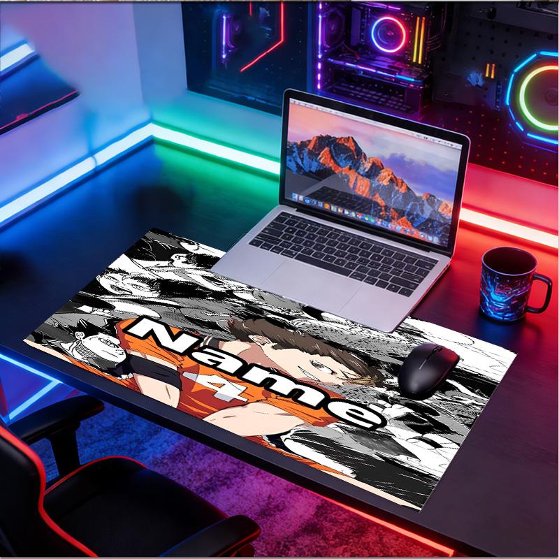 Custom Name Personalized Haikyu Pattern Mousepad, Laptop PC Desk Mat, Decorative Desk Mat for Home Keyboard Pad Gift