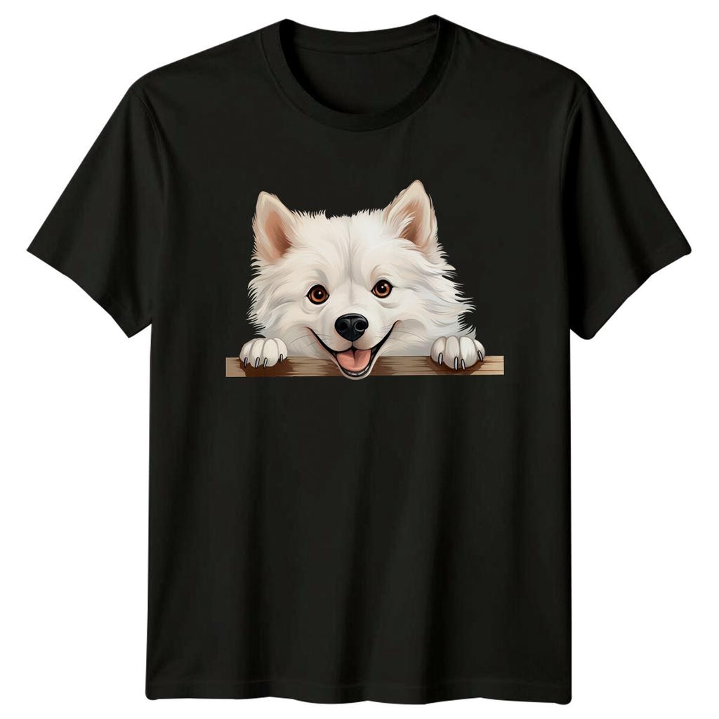 Cute Smiling Samoyed Peekaboo Dog Breed Pet Animal Graphic TShirt