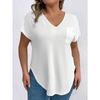 BITCED Women's Fashion Casual Solid Color Print Short Sleeve V Neck Blouses & Shirts