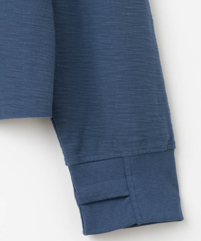 MILLO ARCHIVE Slit Henley Neck Long Sleeve [Blue]