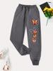 Withered Leaf Butterfly Printing Casual Versatile Women Pant Trendy Hip Hop Trousers With Drawstring Pockets Sweatpants Female