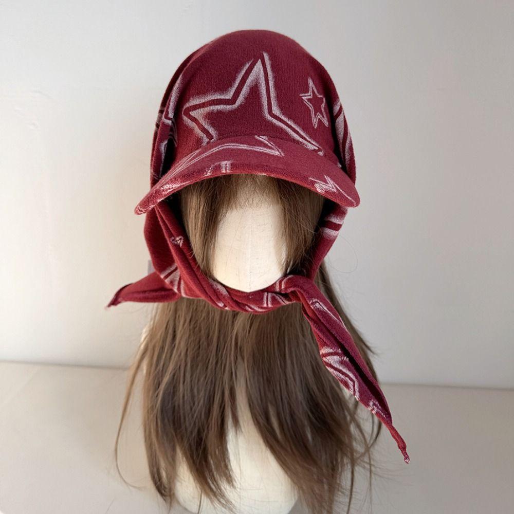 Pentagram Scarf Baseball Cap Korean Style Strappy Scarf Hat Portable Letter Headscarf Hat Girl