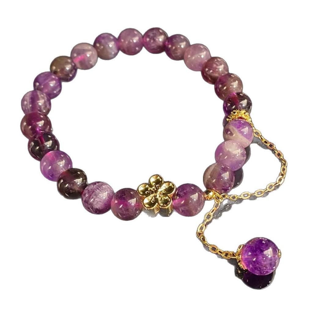 Jingxi Collection: 2025 Purple Crystal Peach Blossom Bracelet - Light Luxury Vintage for Women
