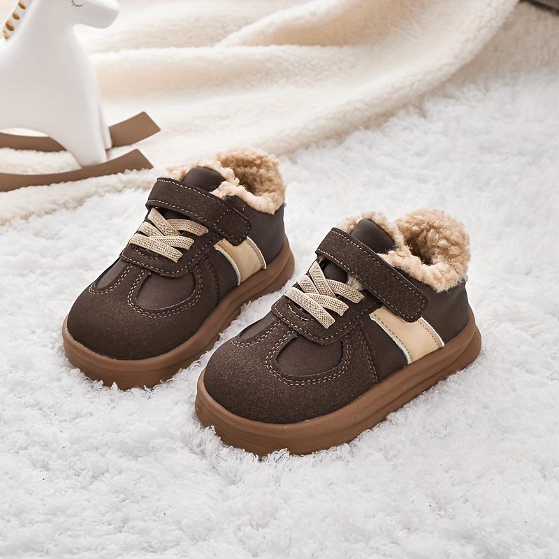 Adidași confortabili și stilați pentru copii cu închidere cu scai - Căptușeală caldă din pluș, Talpă durabilă din TPR, Perfecti pentru ținute casual de toamnă/iarnă