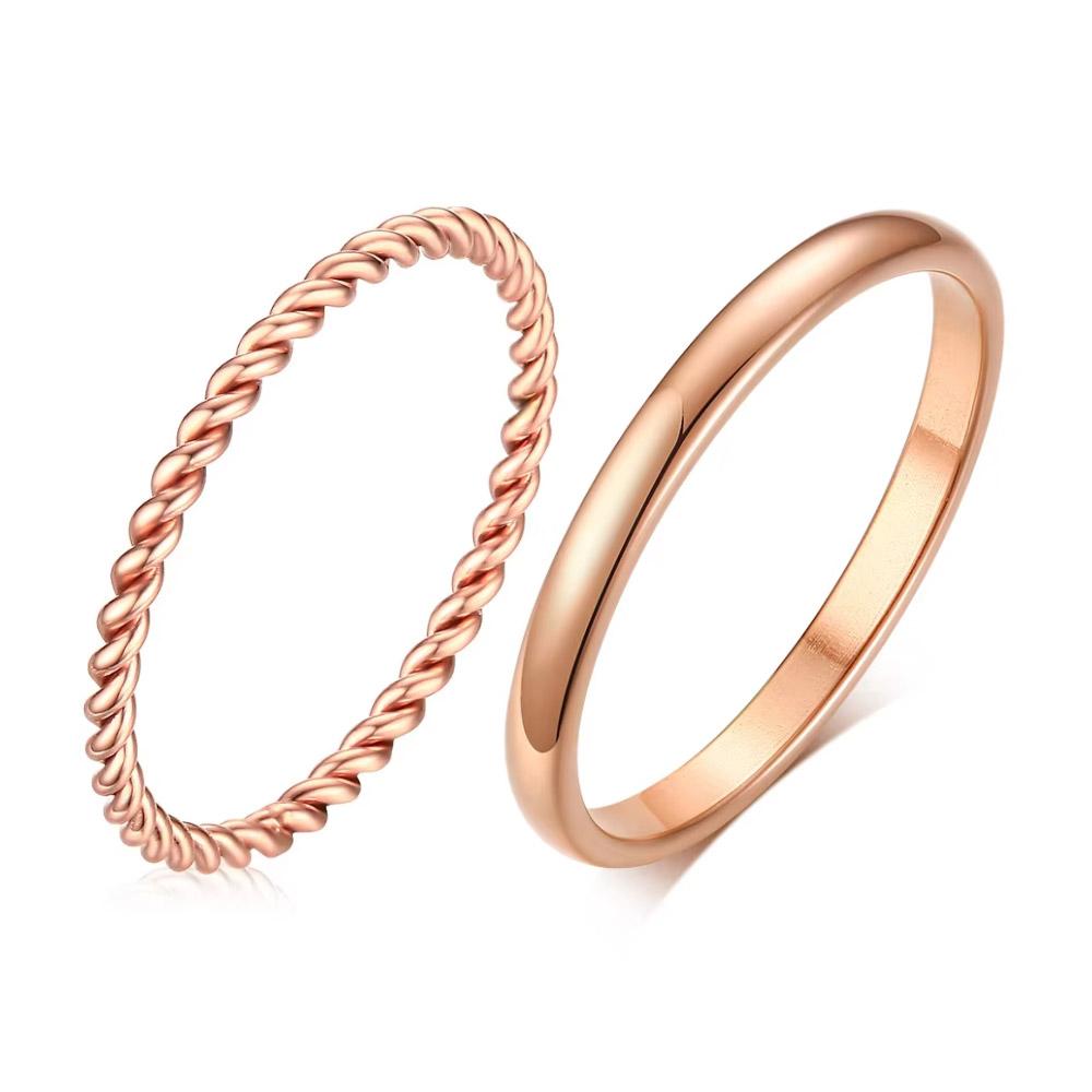 Chic Twisted Rope Slim Ring for Women, Stainless Steel Metal Wedding Rings Finger Band, New Elegant Simple Vintage Party Jewelry