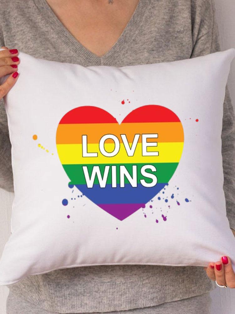 Rainbow Love Wins Pillow Cover for New Couple Bedroom Home Decor Love Pillowcase Tic Tac Toe Love Wedding Gift Pillows 45*45CM