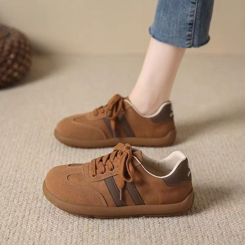 Popular Retro German Training Shoes Women's Breathable Non-slip Flat Bottom 2025 Spring New Sports and Leisure Versatile Leather Board Shoes