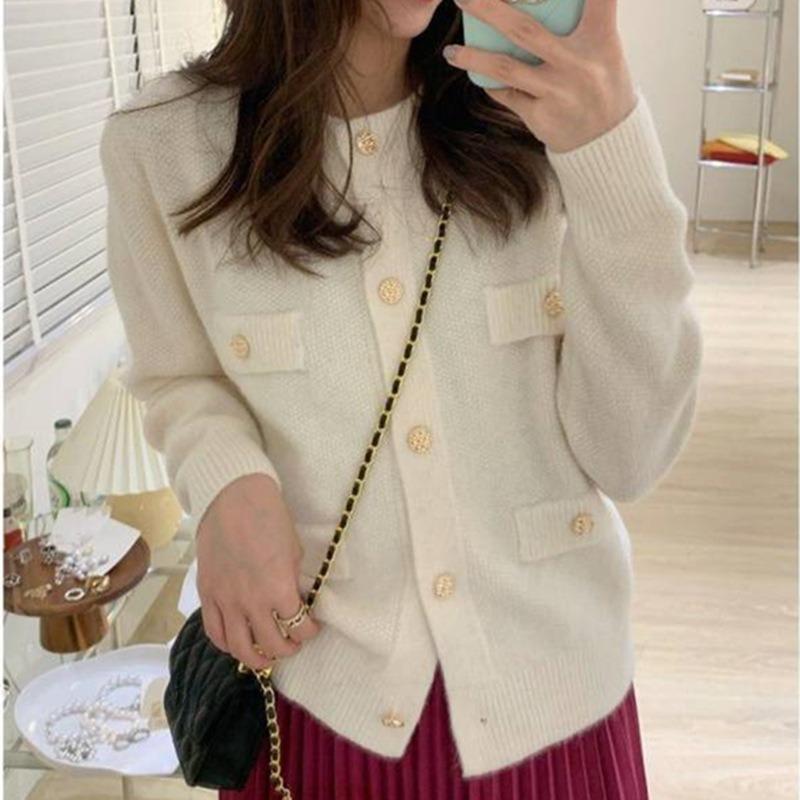 

Женская мода повседневная осень-зима однотонный принт длинный рукав O-образный вырез свитера Size: One Size белый