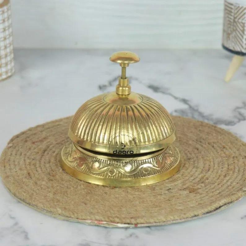 Embossed Brass Desk Bell - Vintage Style Reception Counter Bell