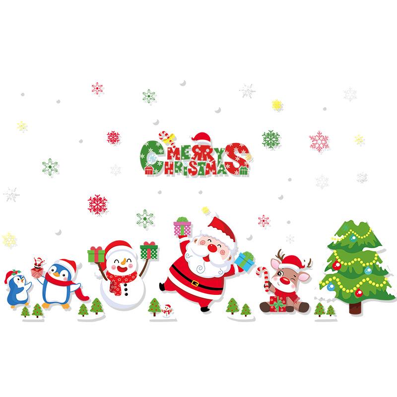Santa Claus Electrostatic Glass Stickers, Reindeer Snowman Stickers, Atmospheric Scene Decoration Items