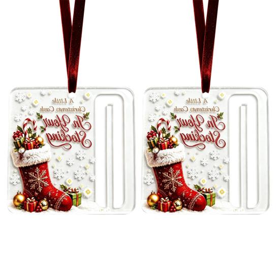 Holiday Party Hanging Decor 2Pcs Christmas Cash Gift Holder Ornament, Acrylic Money with Tree Decorations Santa Snowman Design, Pendant for