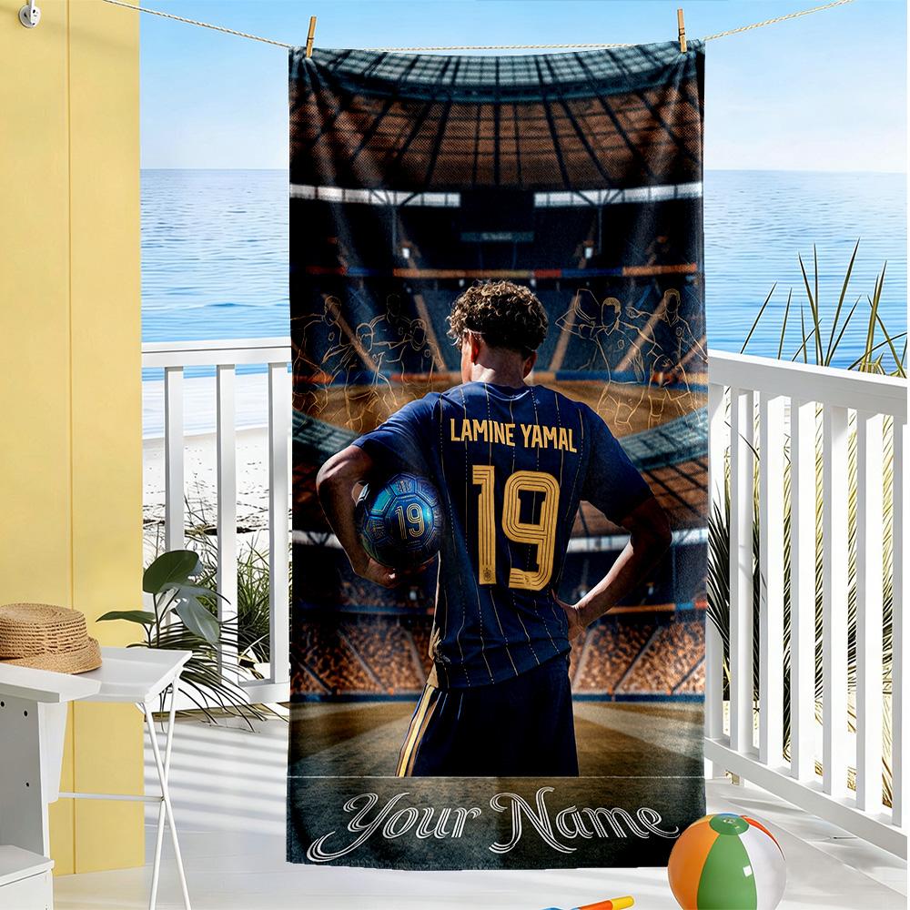 Lamin Yamal Customize Your Name Beach Towel Super Soft Microfiber Quickdry Fabric Perfect For Traveling Yoga Camping And Swimming