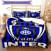3pcs Custom Name Cartoon Inter Milan Bedding Set Duvet Cover Closure Includes 1 Duvet Cover & 2 Pillowcases for All Seasons Bedroom Decor