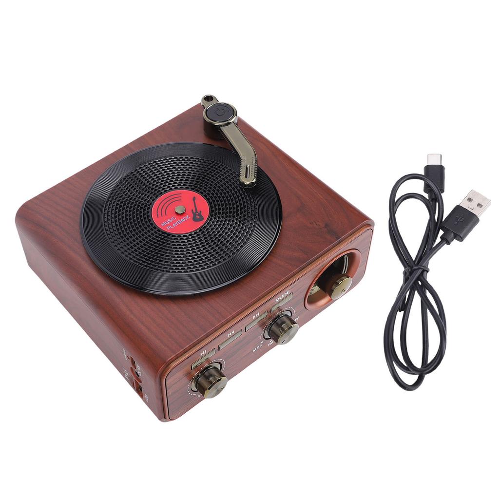 Bluetooth Speaker Vintage Record Player Speaker AM FM SW Radio Retro Rechargeable Portable Record Player Style Speaker