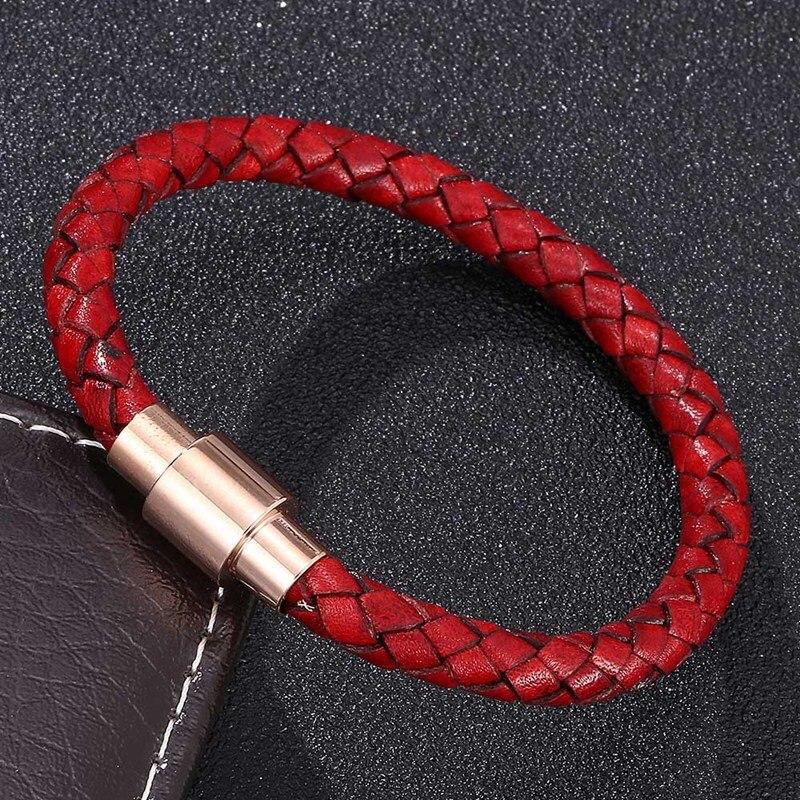 Brățară de Modă din Piele Împletită Autentică Brățară pentru Bărbați pentru Femei Bijuterii Piele Charm Cleme Brățară