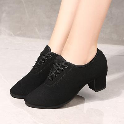 Professional Latin Dance Shoes Women's Medium and High Heel Friendship Dance Shoes Soft Sole Teacher Body Training Shoes Square Dance Shoes