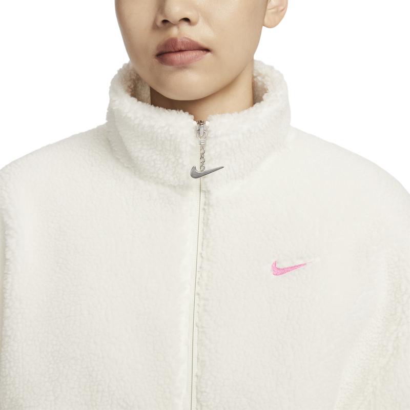 Nike Veste Polaire Épaisse Décontractée Ample à Col Montant Zippée Couleur Unie pour Femmes Vestes Blanc Voile FV4009-133