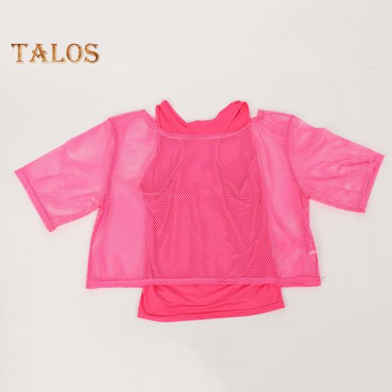 Ensemble de 2 gilets cache-cœur couleur unie épaules dénudées résille manches courtes cache-cœur col rond sans manches