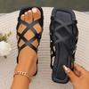 2025 summer new large-size flat-bottomed slippers women's hollowed-out mesh open-toed beach cool slippers
