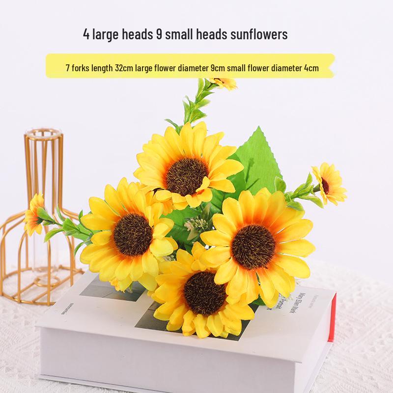 

Sunflower Artificial Mini Decoration: Living Room Table Ornament - Small Bouquet with Decorative Fence